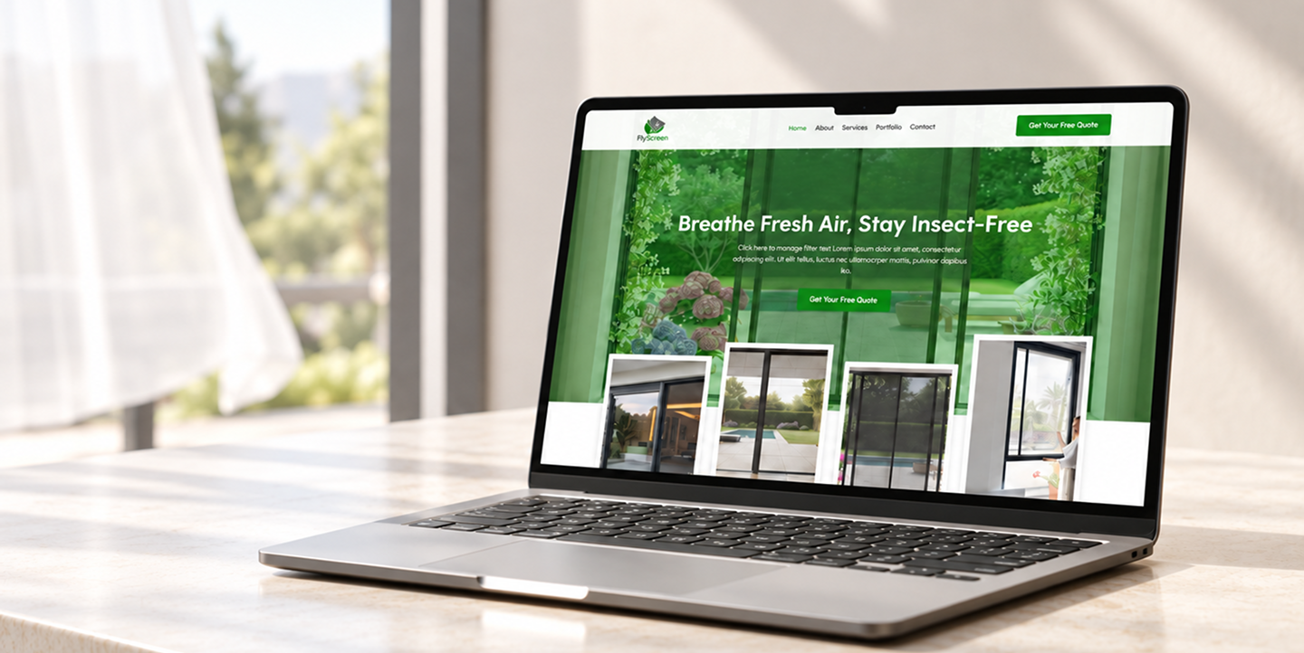 FlyScreen website mockup
